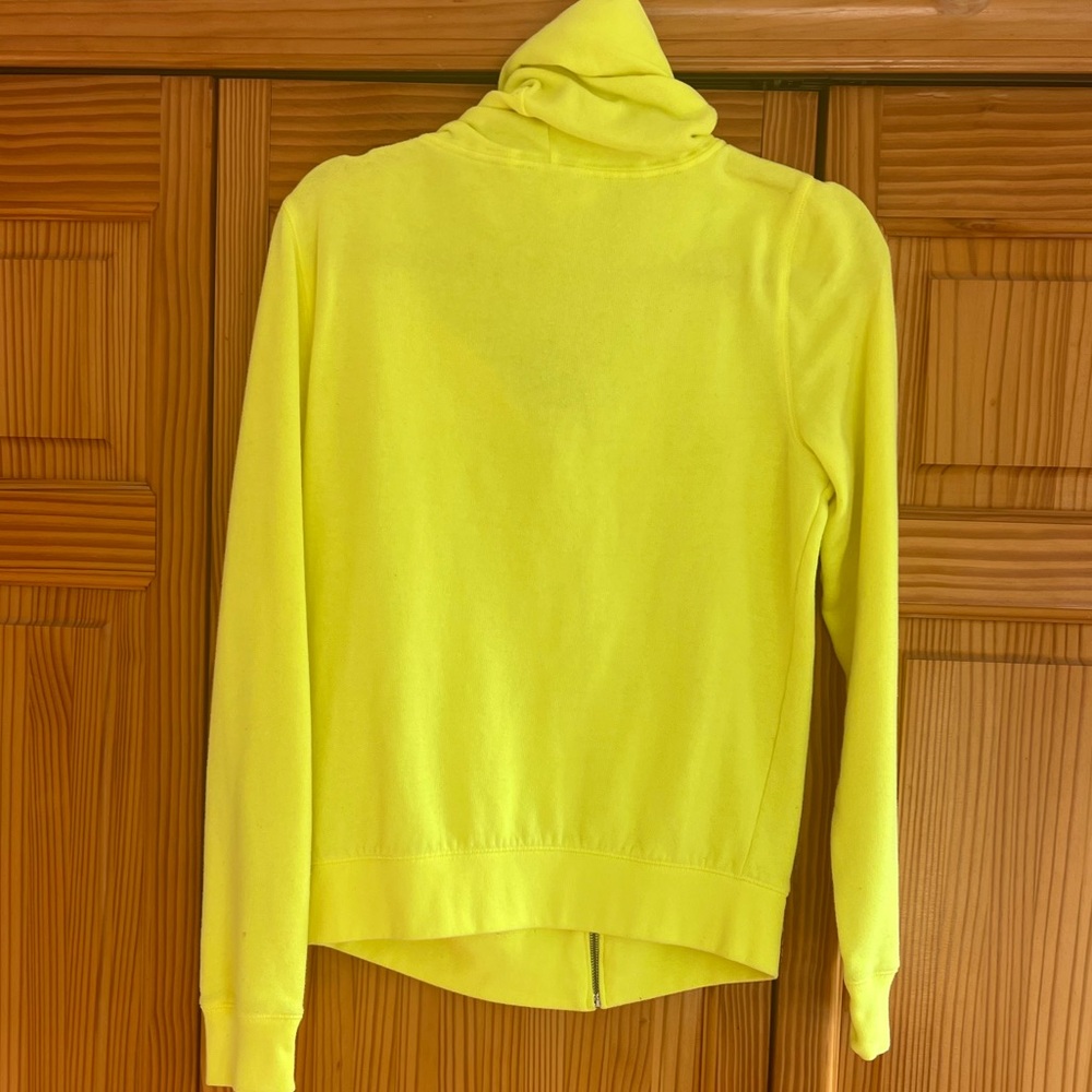 PINK Love PINK Neon Yellow Zip-Up Hoodie Victoria’s Secret Vintage Size Medium - Picture 6 of 6